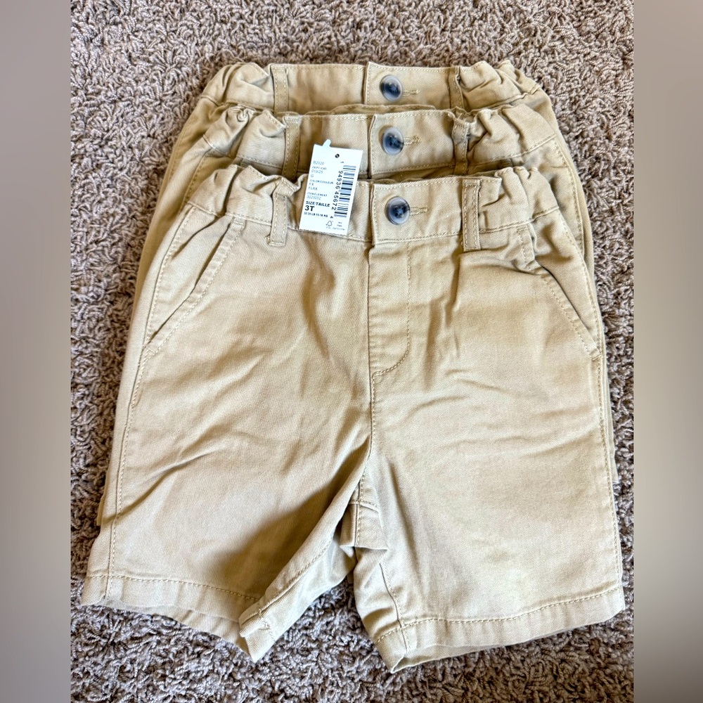 NWT School Uniforms Tan Flax Shorts size 3T - Set of 3